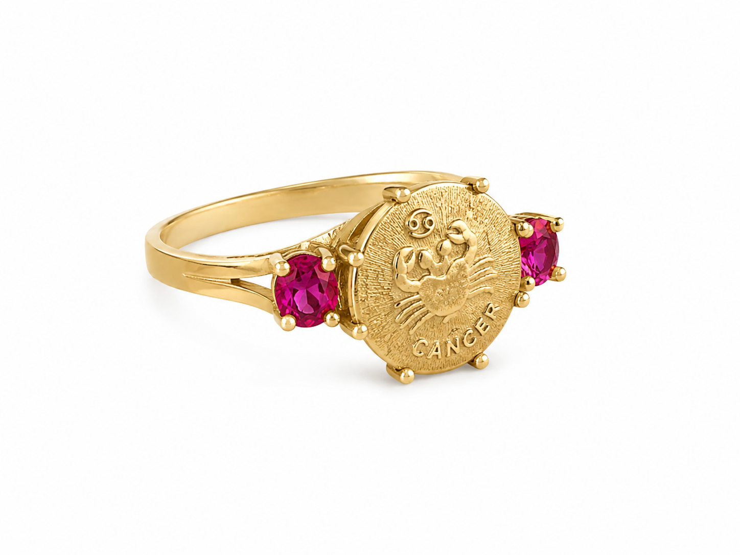 14KT Yellow Gold Cancer Round Ring [A3B3]