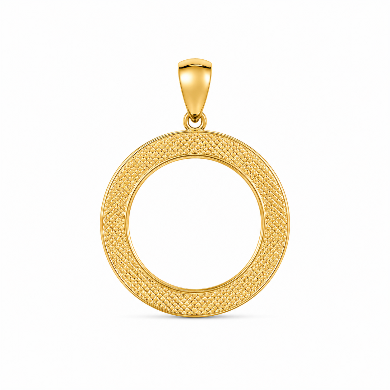 14KT Yellow Gold Round Designer Bezel Pendant [A11P3]
