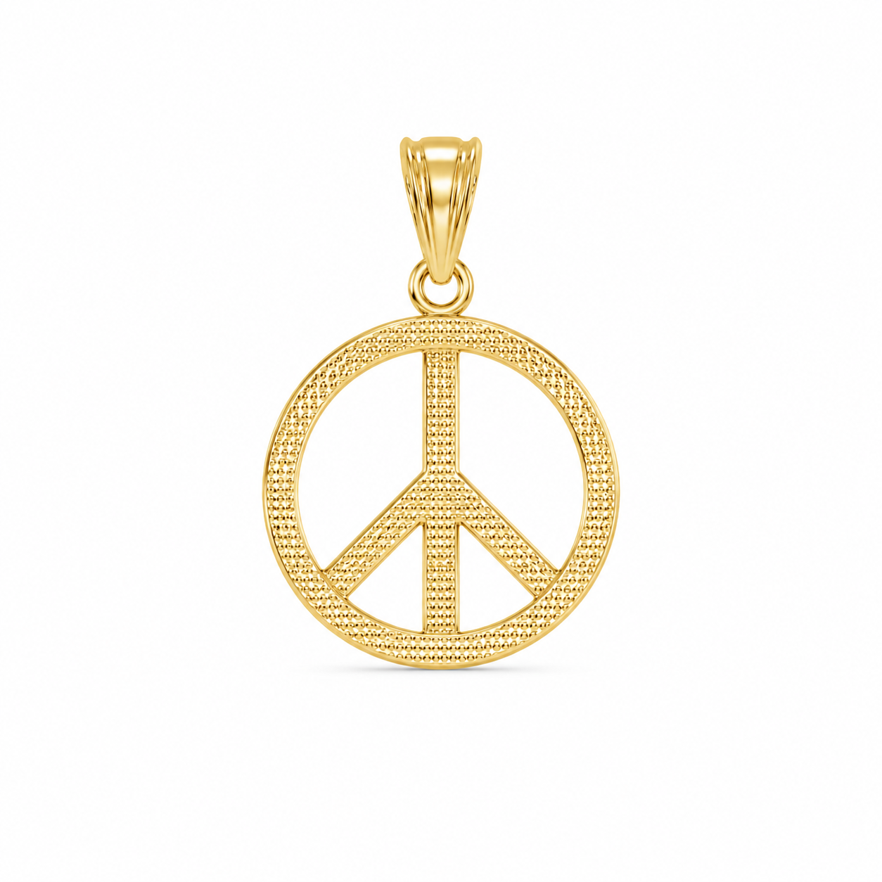 14KT Yellow Gold Plain Round Peace Pendant [A1B6]