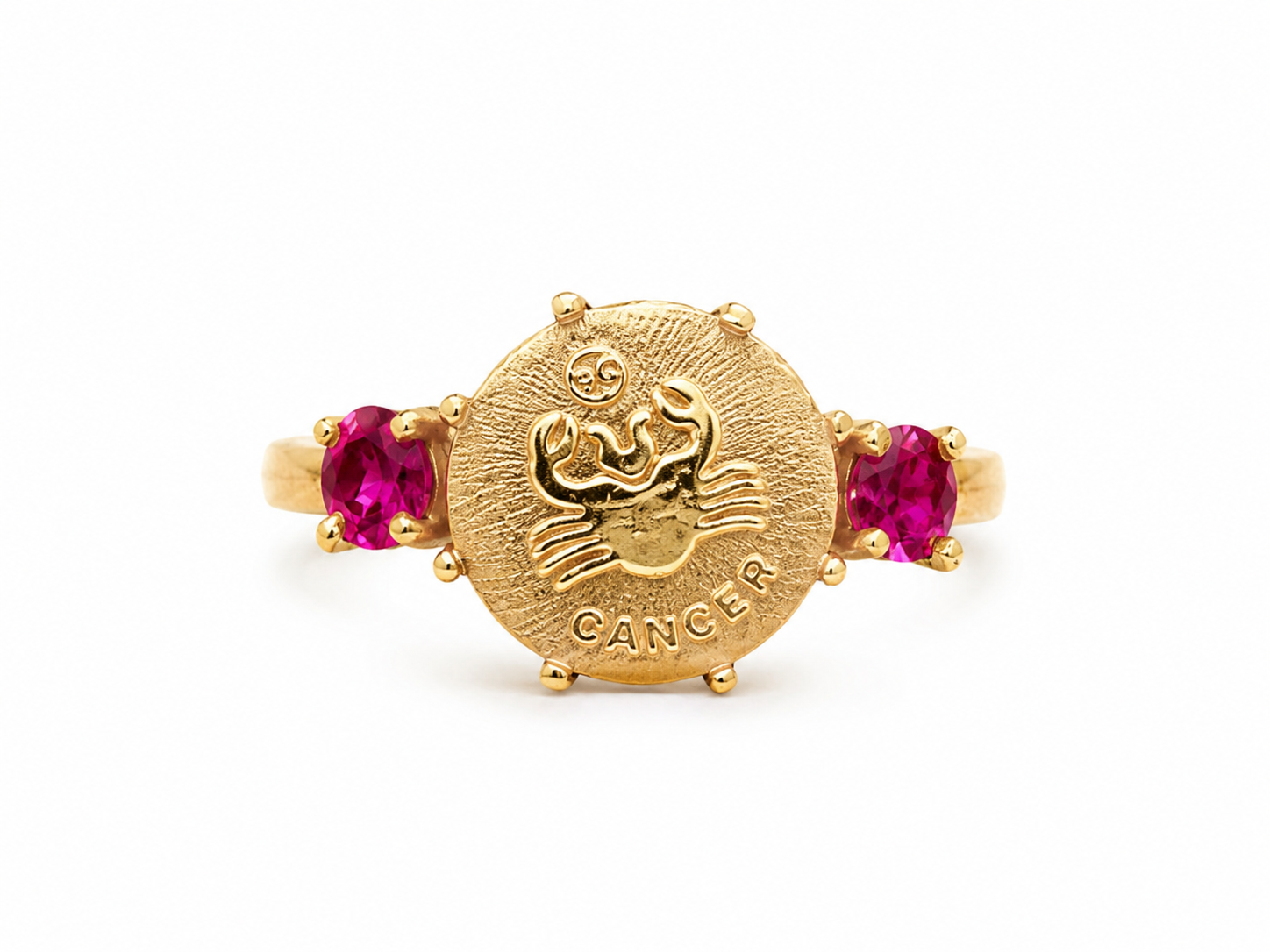 14KT Yellow Gold Cancer Round Ring [A3B3]