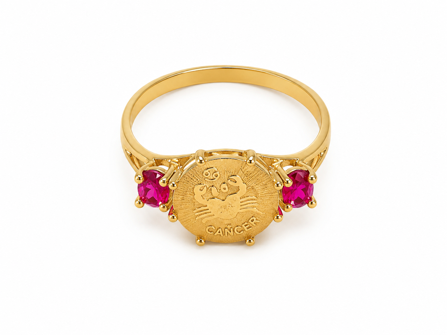 14KT Yellow Gold Cancer Round Ring [A3B3]