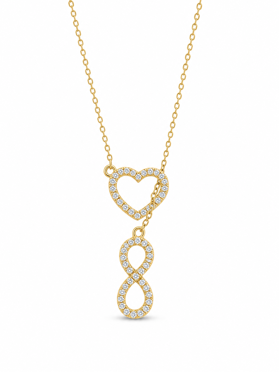 Sterling Silver Yellow Heart & Infinity Necklace