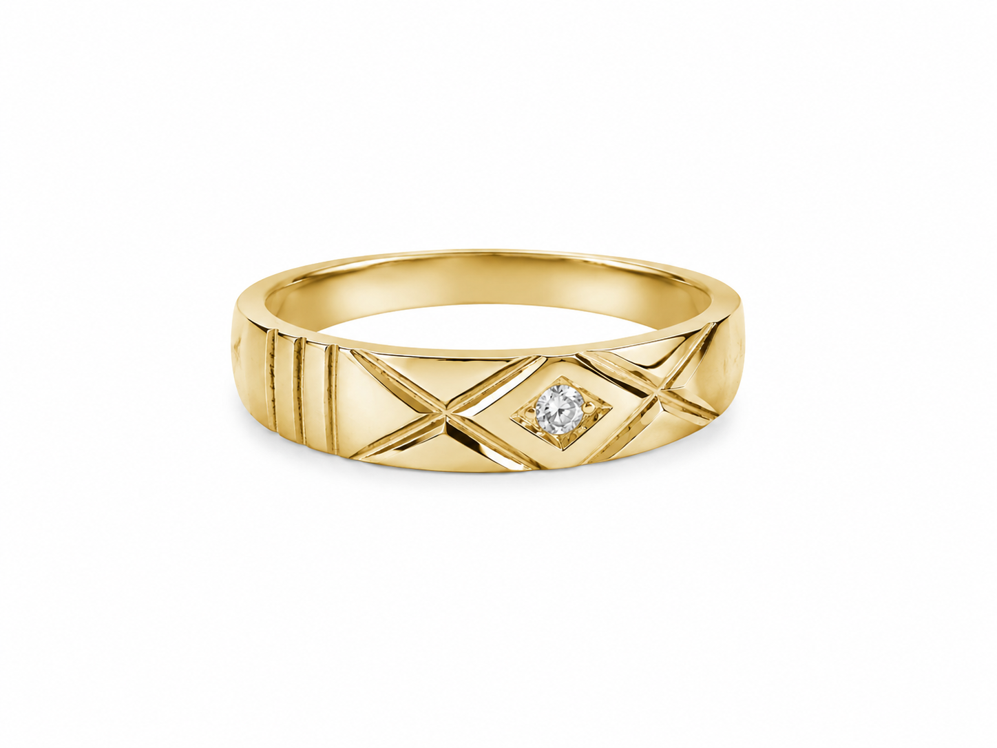 10KT Bridal Set Cubic Zirconium Yellow Gold Rings {A7B5]