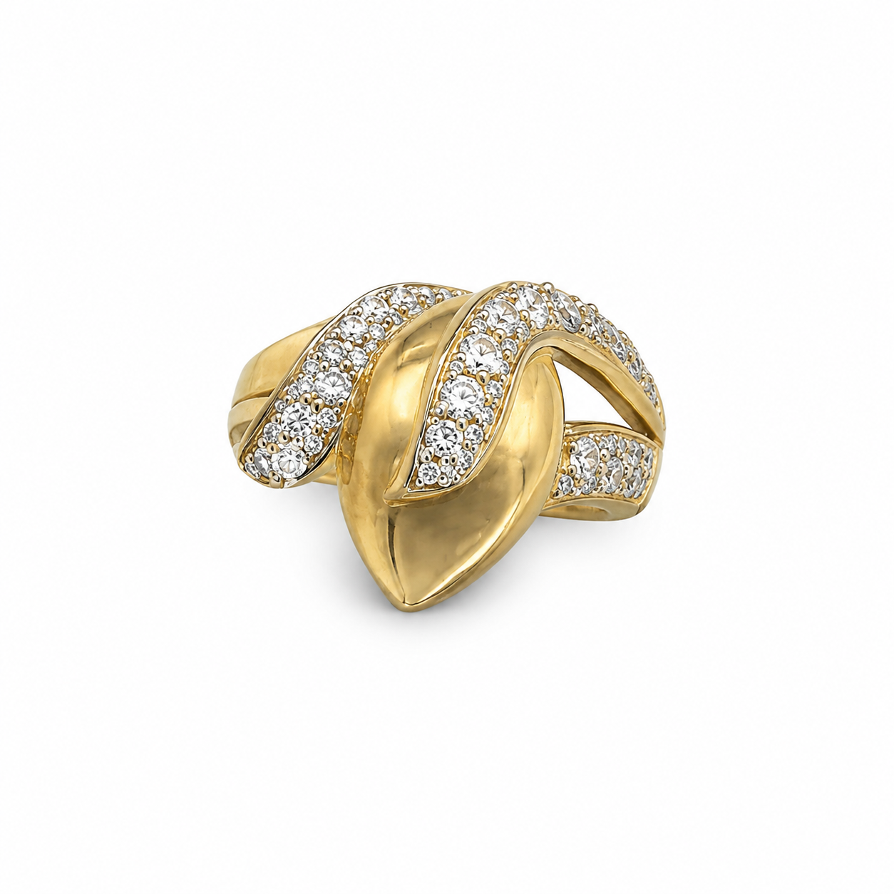 10KT Designer Cubic Zironium Yellow Gold Ring [A4B5]