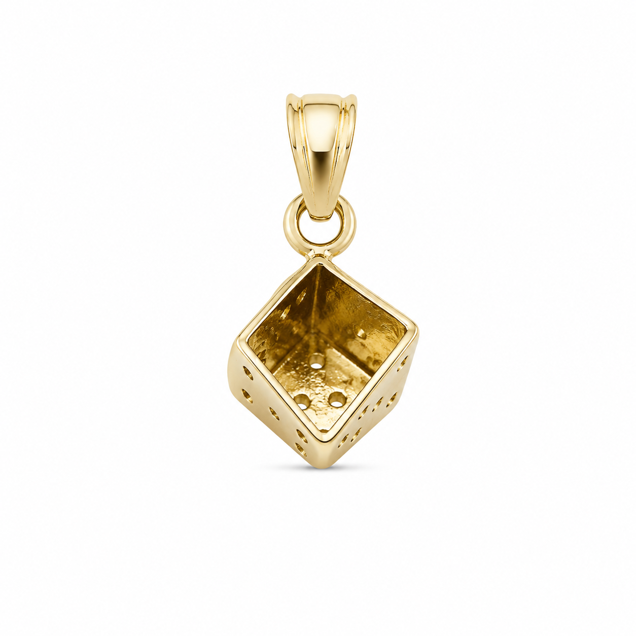 10KT Dice Cube Yellow Gold Pendant [A1B2]Gold