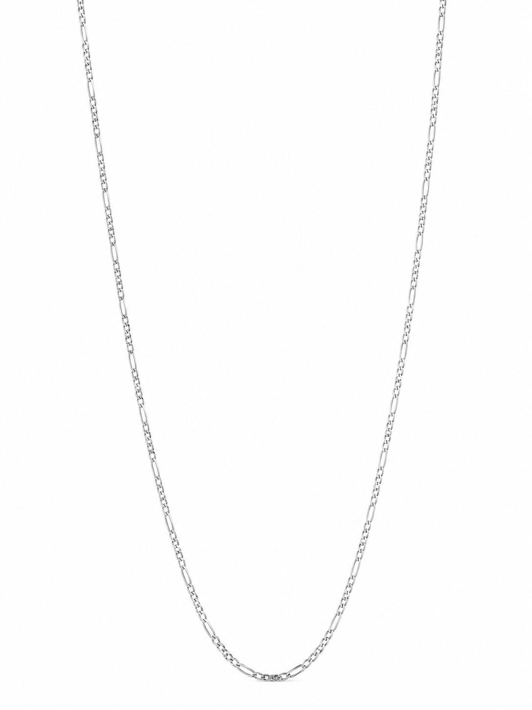 10KT Solid White Gold 1 MM Round Lobster Lock Figaro Link Chain