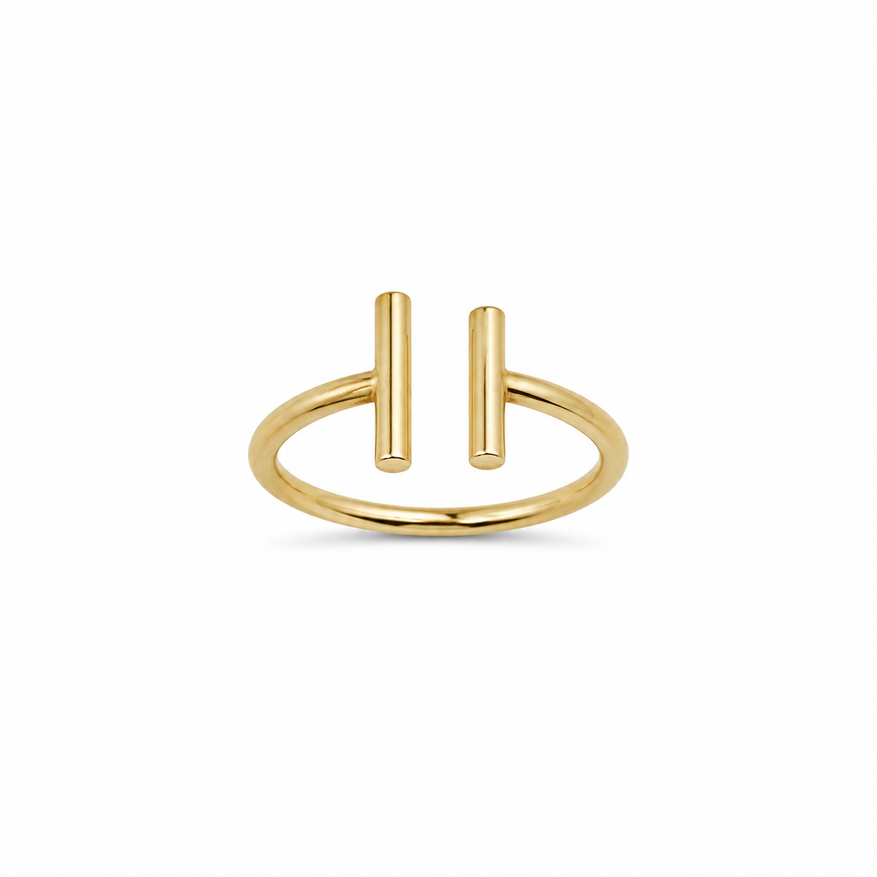 14KT 2 Parallel Center Lines Yellow Gold Ring [A1B0]