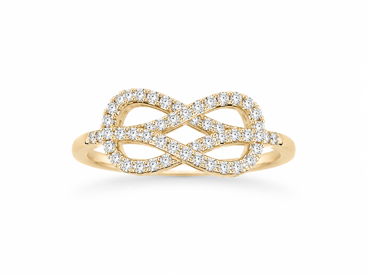 10KT Twist Design Cubic Zirconium Yellow Gold Ring [A3B1]