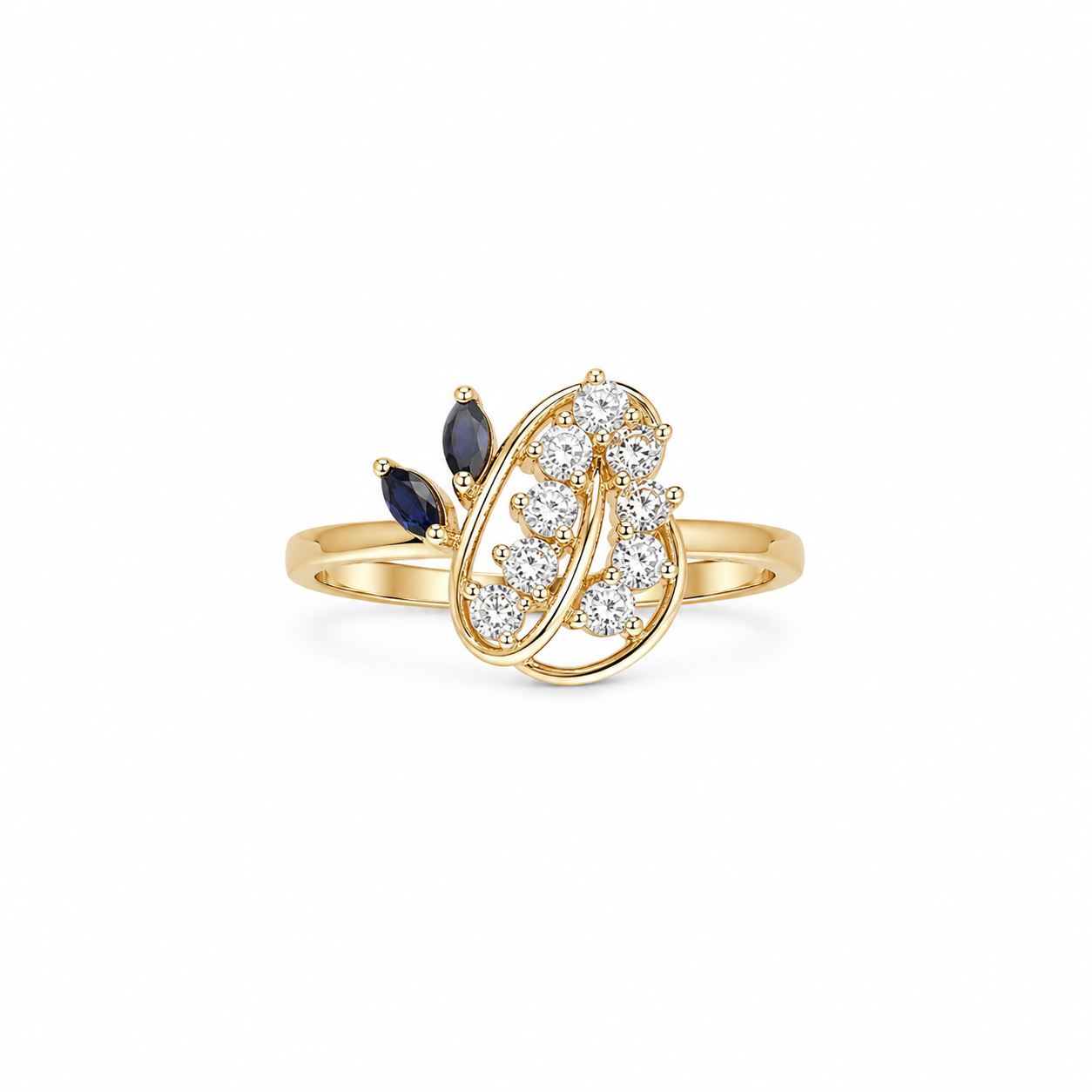 10KT Designer Cubic Zirconium Yellow Gold Ring [A2B0]