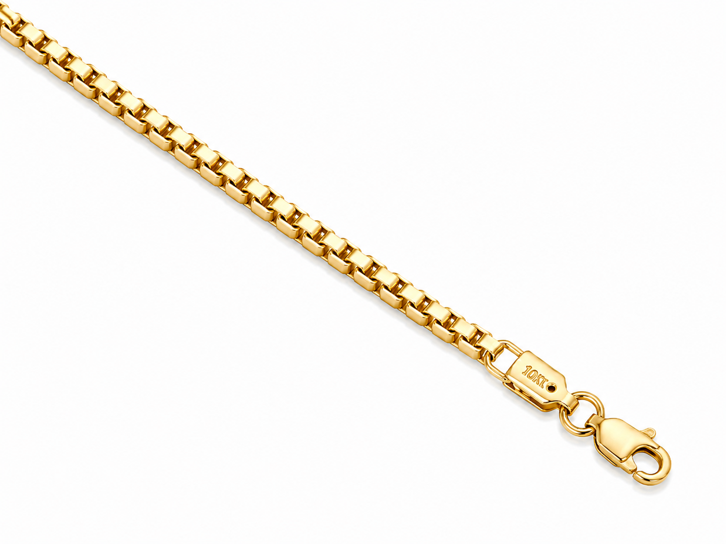 10KT Hollow Yellow Gold 2 MM Box Link Chain
