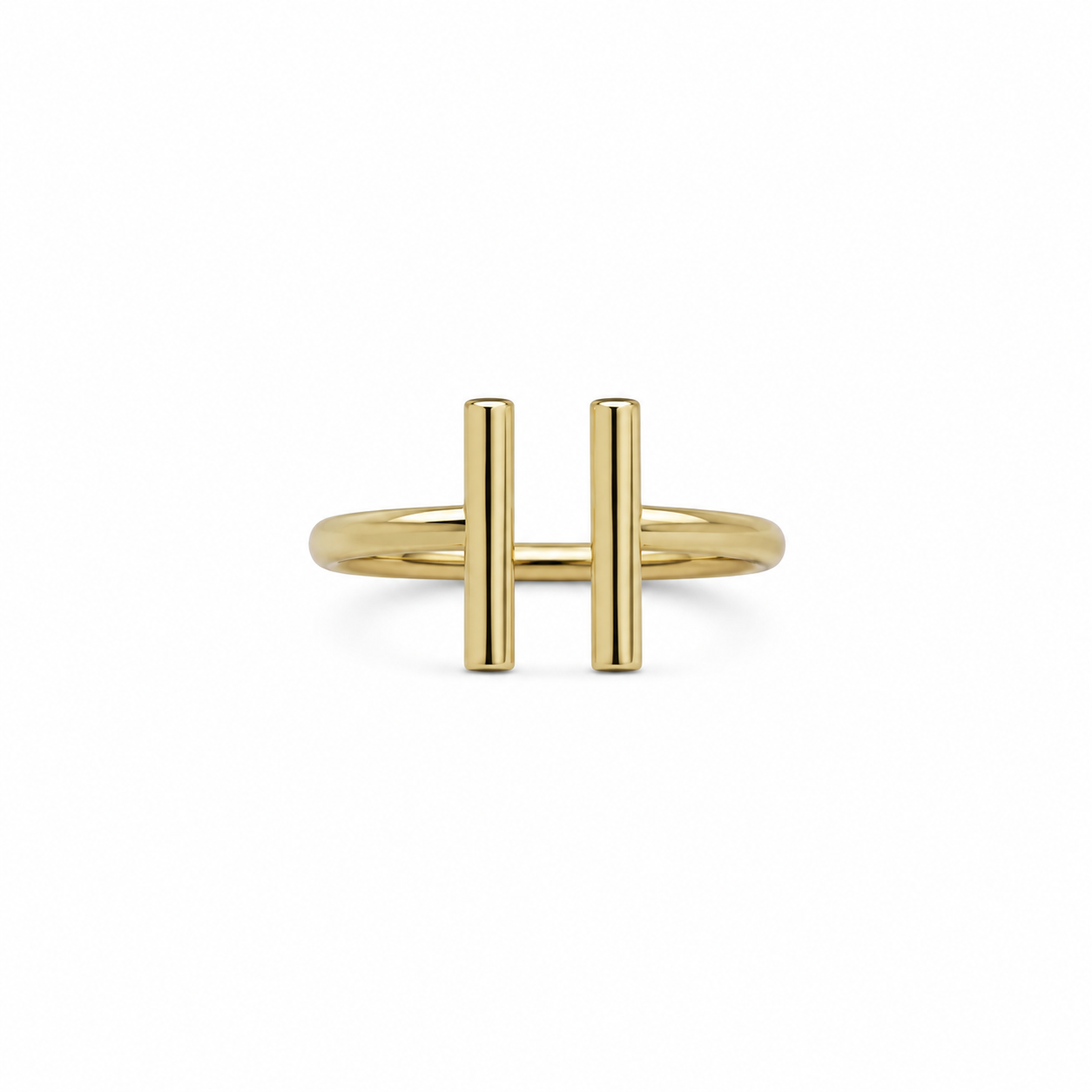 14KT 2 Parallel Center Lines Yellow Gold Ring [A1B0]