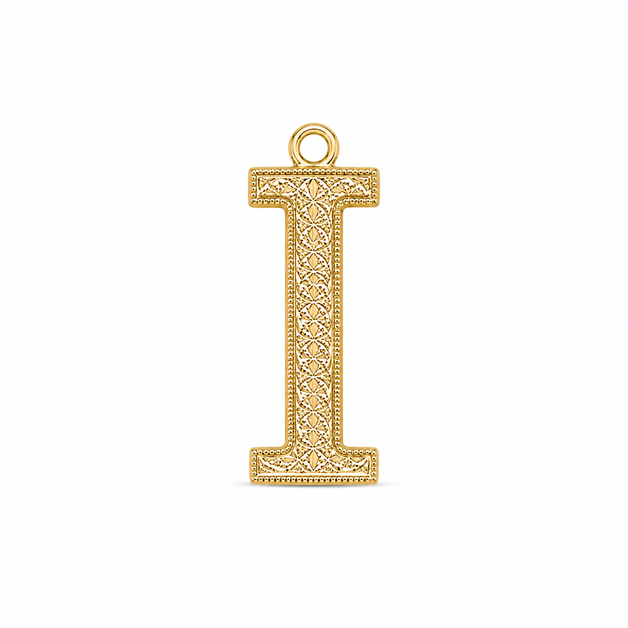 10KT Yellow Gold Diamond Cut Print Initial Pendant