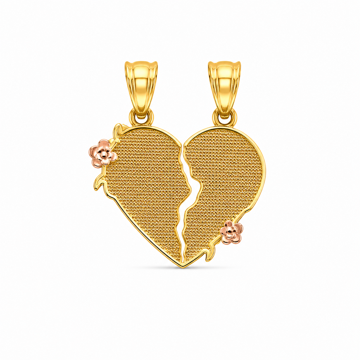 14KT Best Friends Two Piece Heart Yellow Gold Pendant [A1B5]