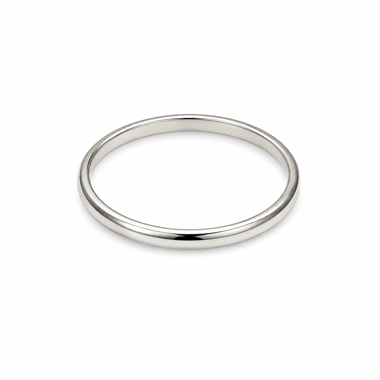 10KT White Gold Plain Rounded Band [A1B8]