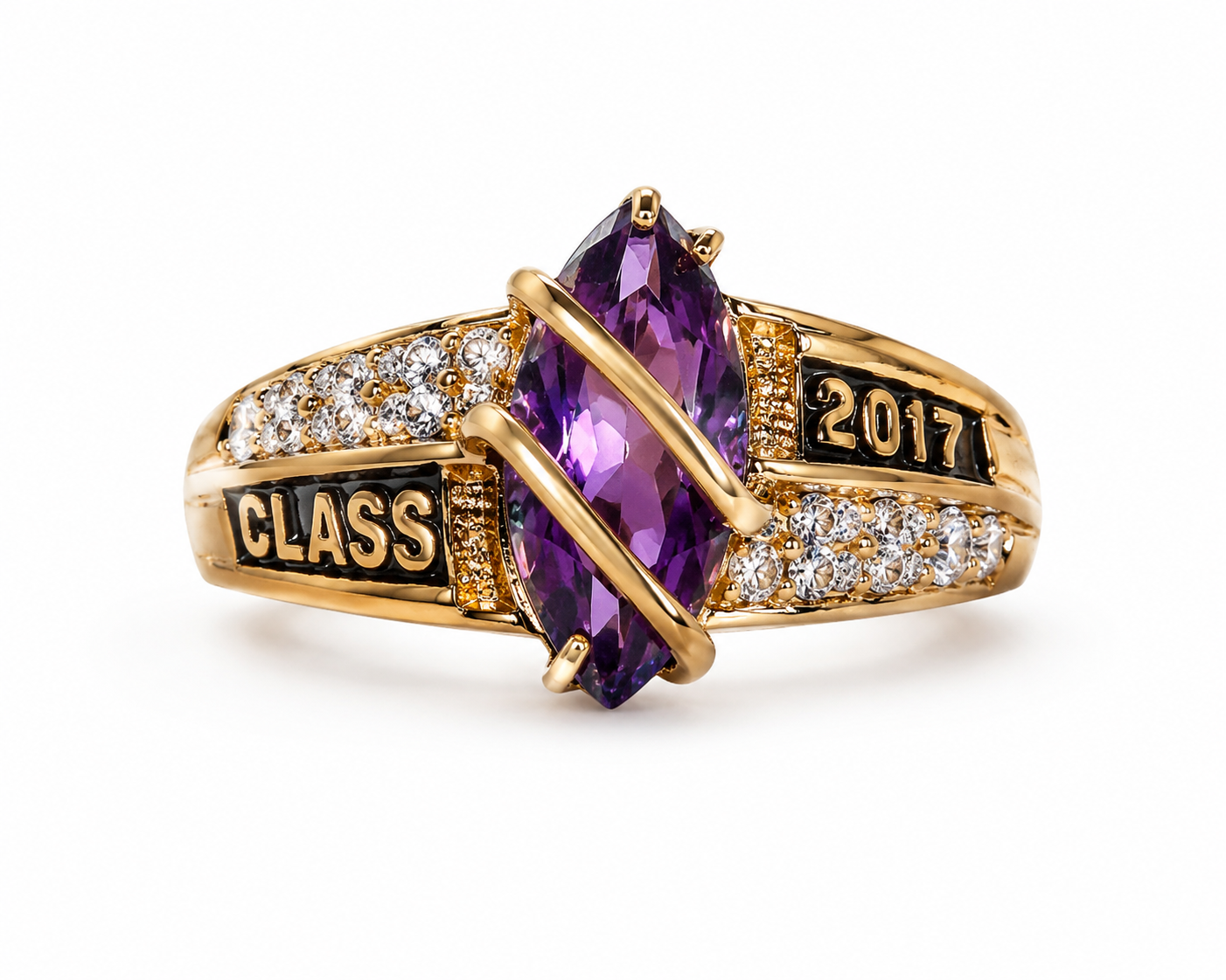 14KT Class of 2017 Cubic Zirconium Yellow Gold Ring [A4B5]