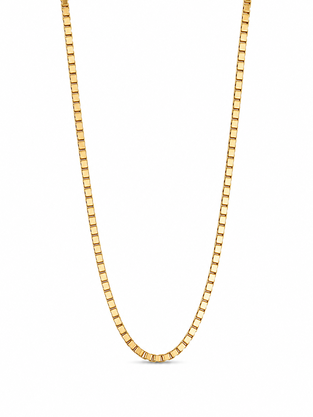 10KT Solid Yellow Gold 2 MM Lobster Lock Box Chain