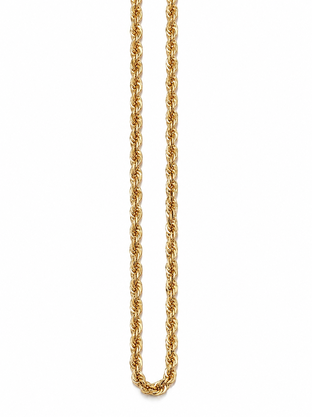 10KT Solid Yellow Gold Diamond Cut 2 MM Rope Chain