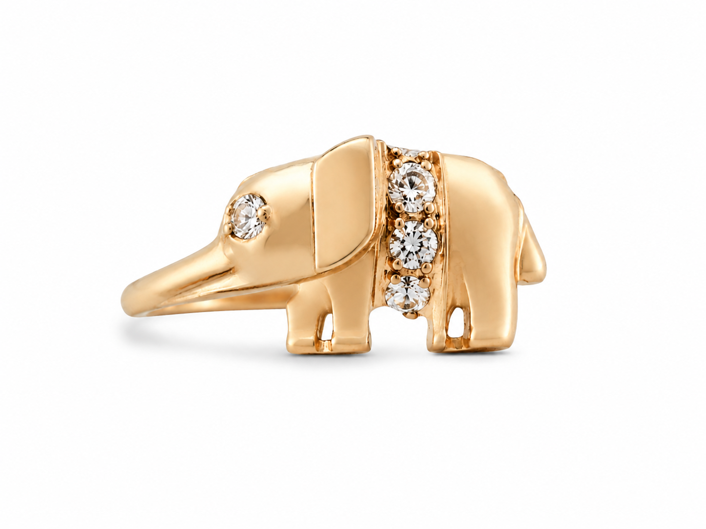 10KT Yellow Gold Elephant CZ Ring [A2B3]