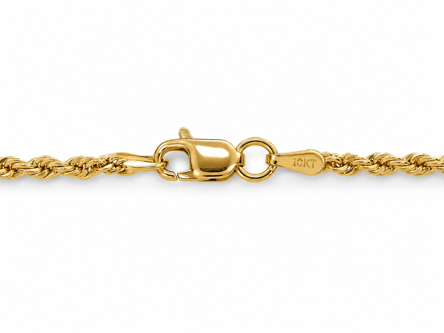10KT Solid Yellow Gold 2 MM Rope Chain