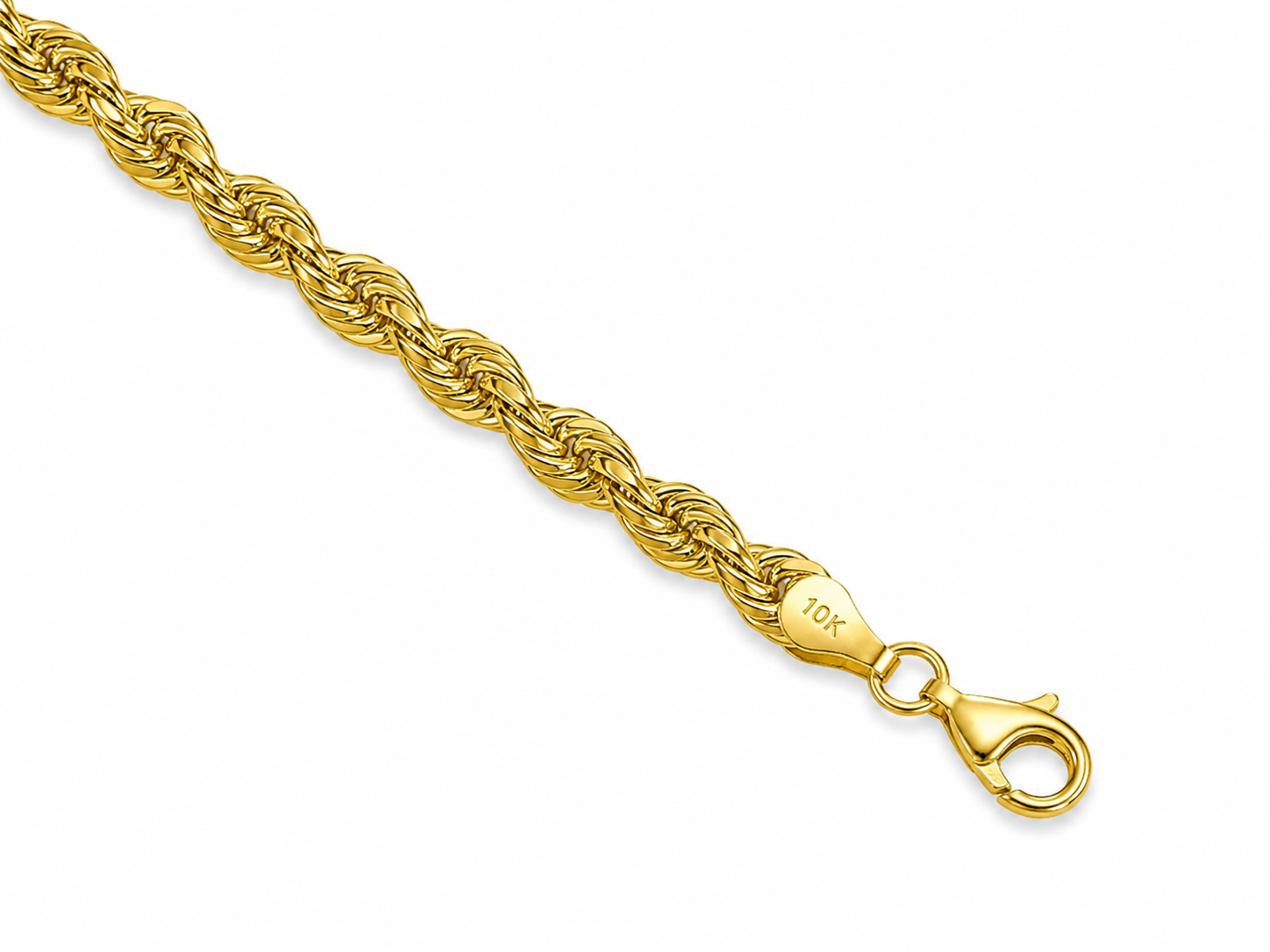 10KT Solid Yellow Gold 7.2 MM Rope Chain