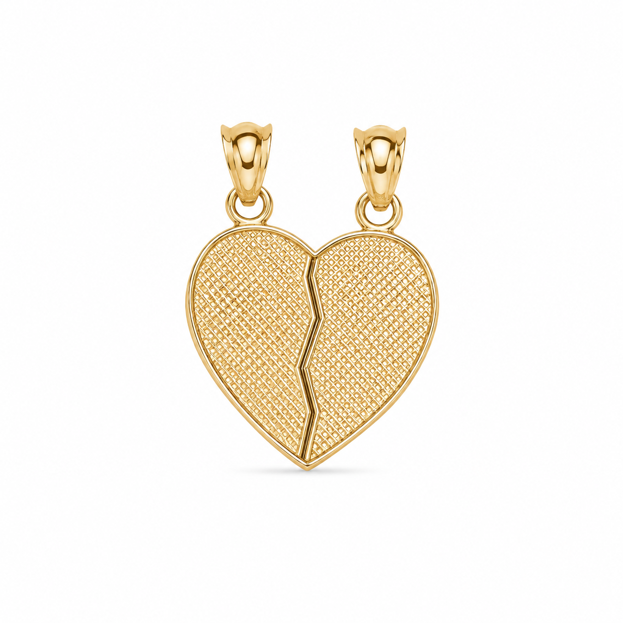 14KT Boy Girl Friend Heart Yellow Gold Pendant [A1B7]