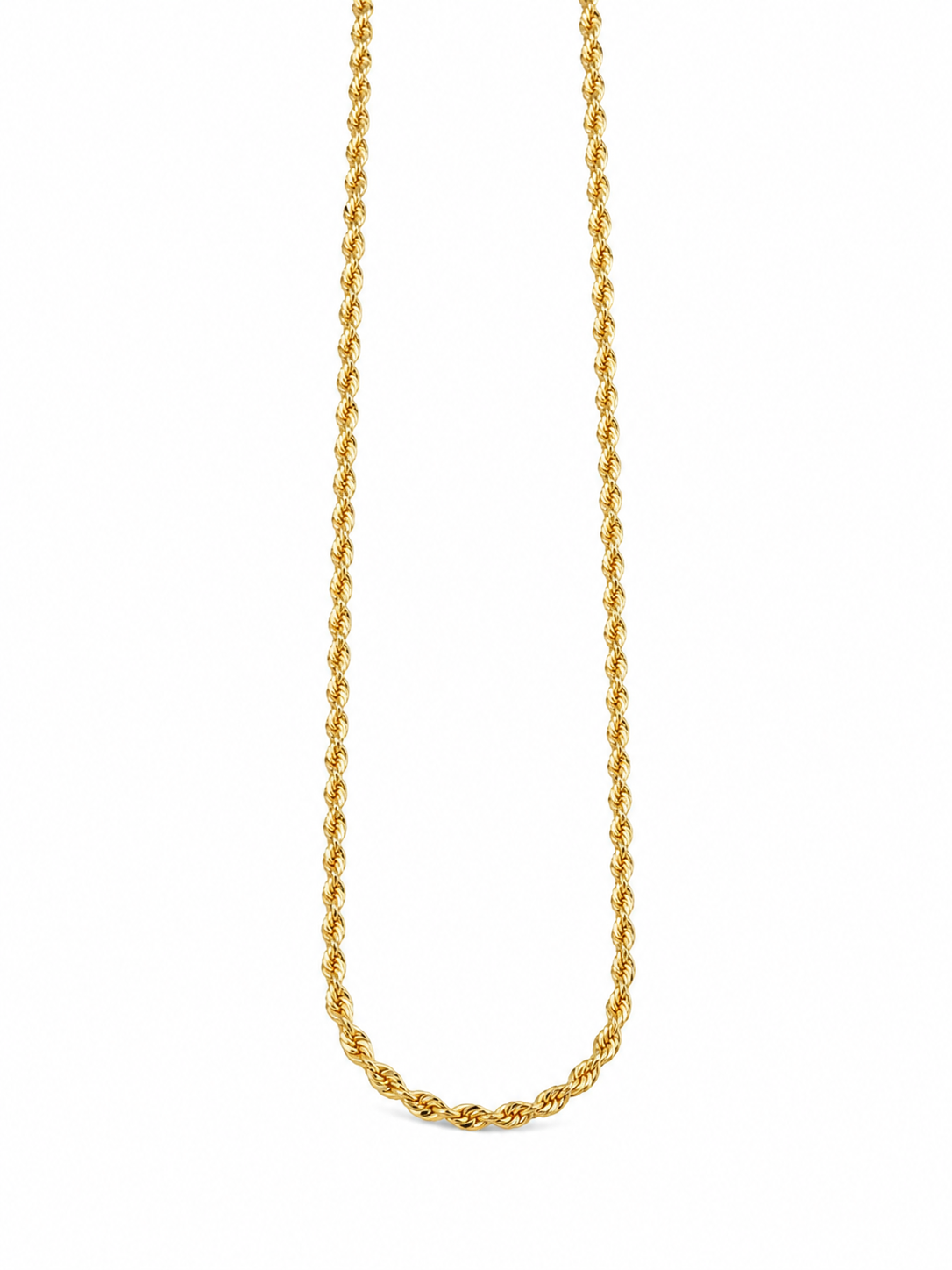 10KT Solid Yellow Gold 2 MM Rope Chain