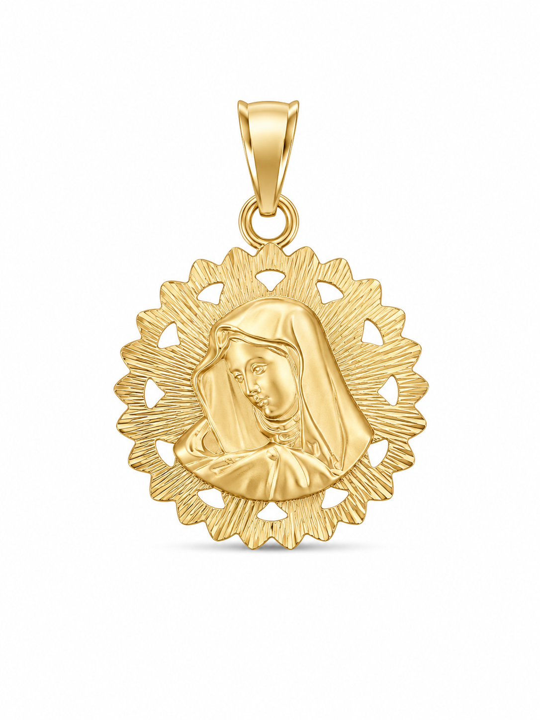 14KT Round Jesus Face Yellow Gold Pendant [A2B5]