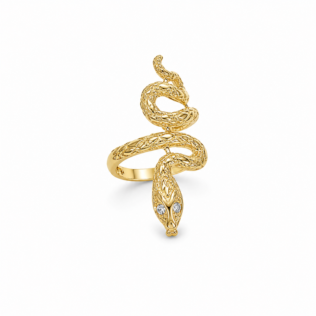 14KT Snake Wrap Cubic Zirconium Yellow Gold Ring [A6B4]