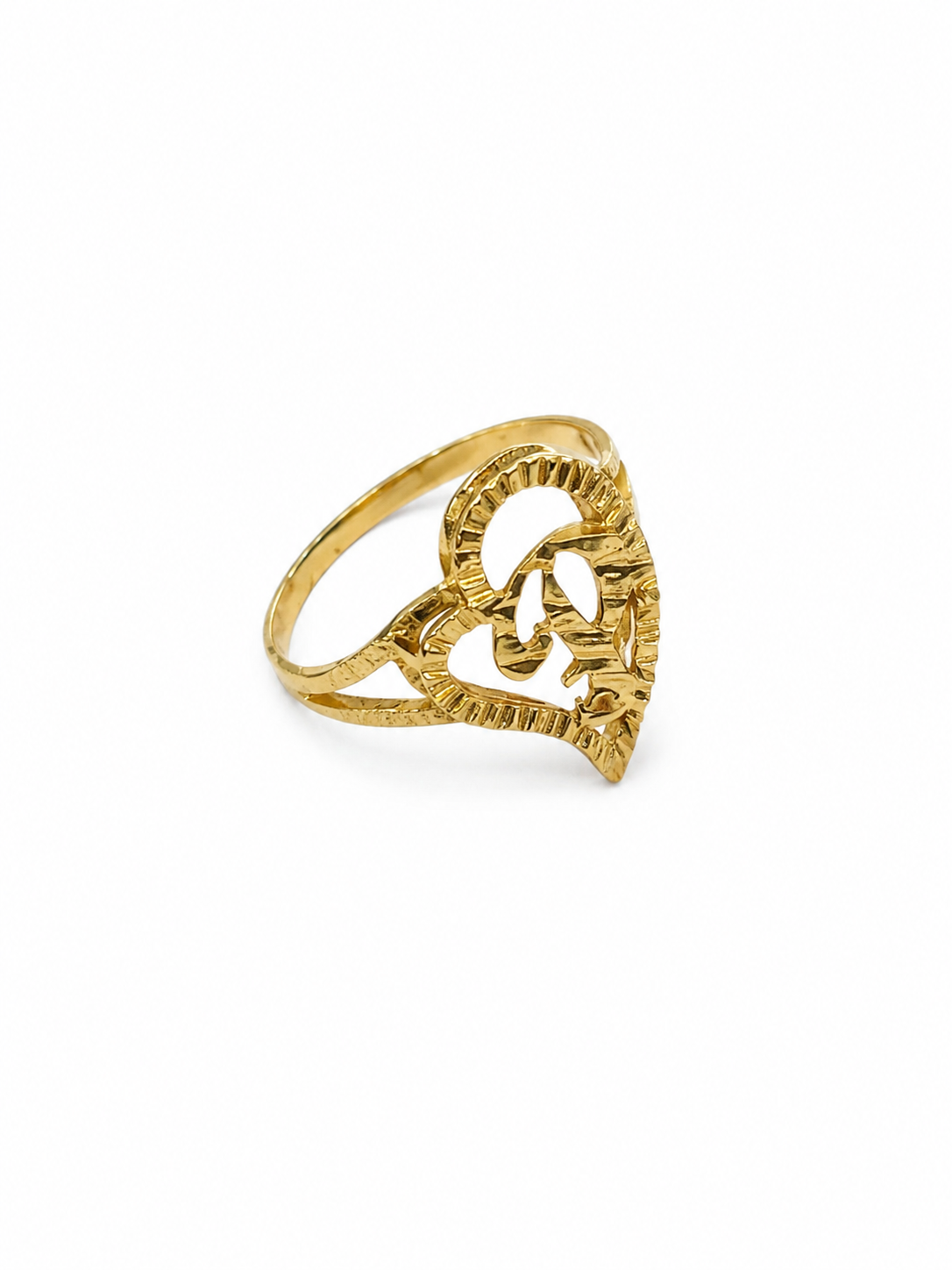 10KT Yellow Gold Designer Initial Heart Ring