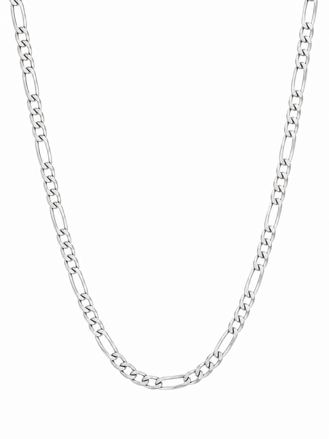 14KT Solid White Gold 4 MM Lobster Lock Figaro Link Chain