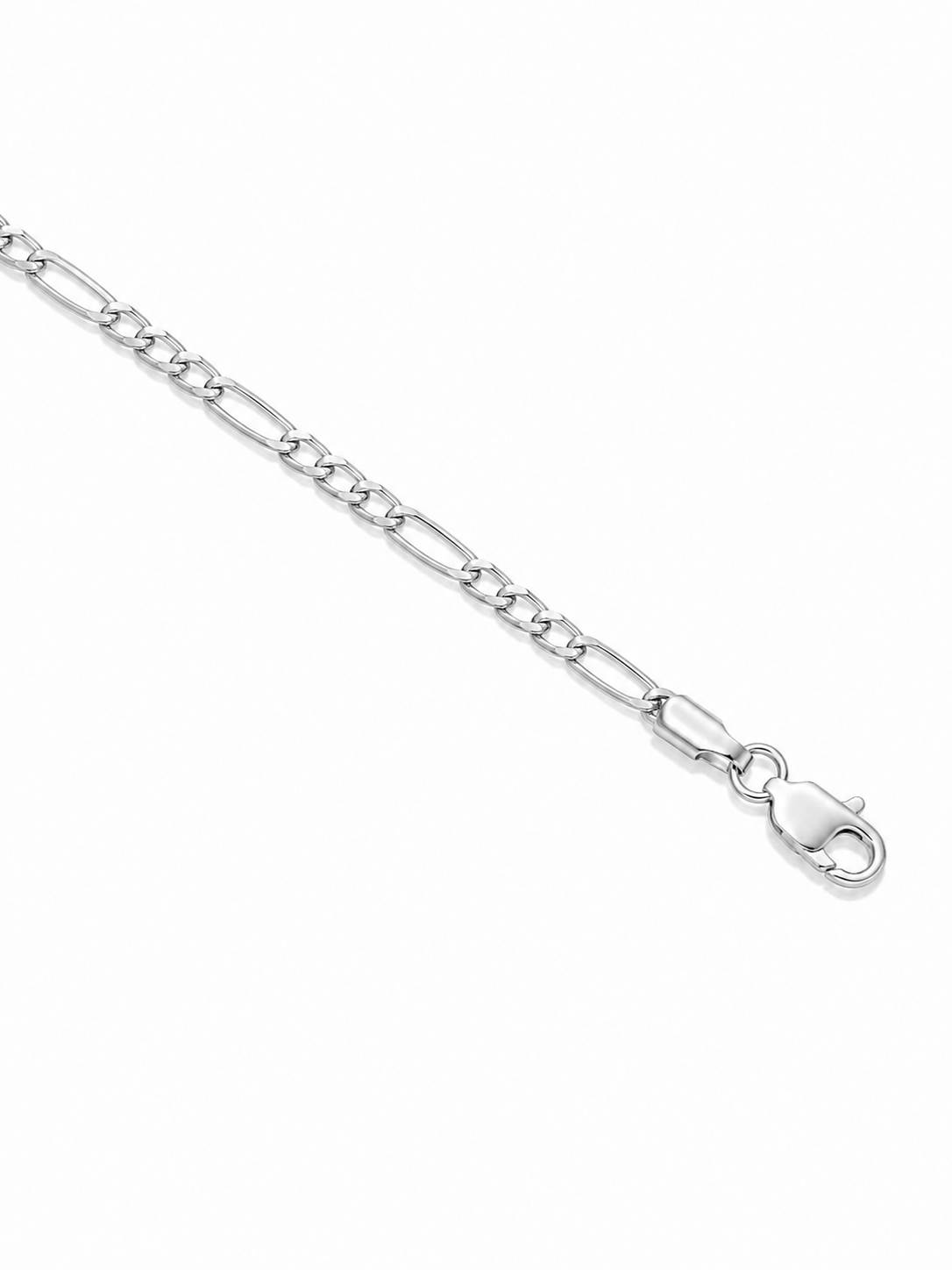 14KT Solid White Gold 4 MM Lobster Lock Figaro Link Chain