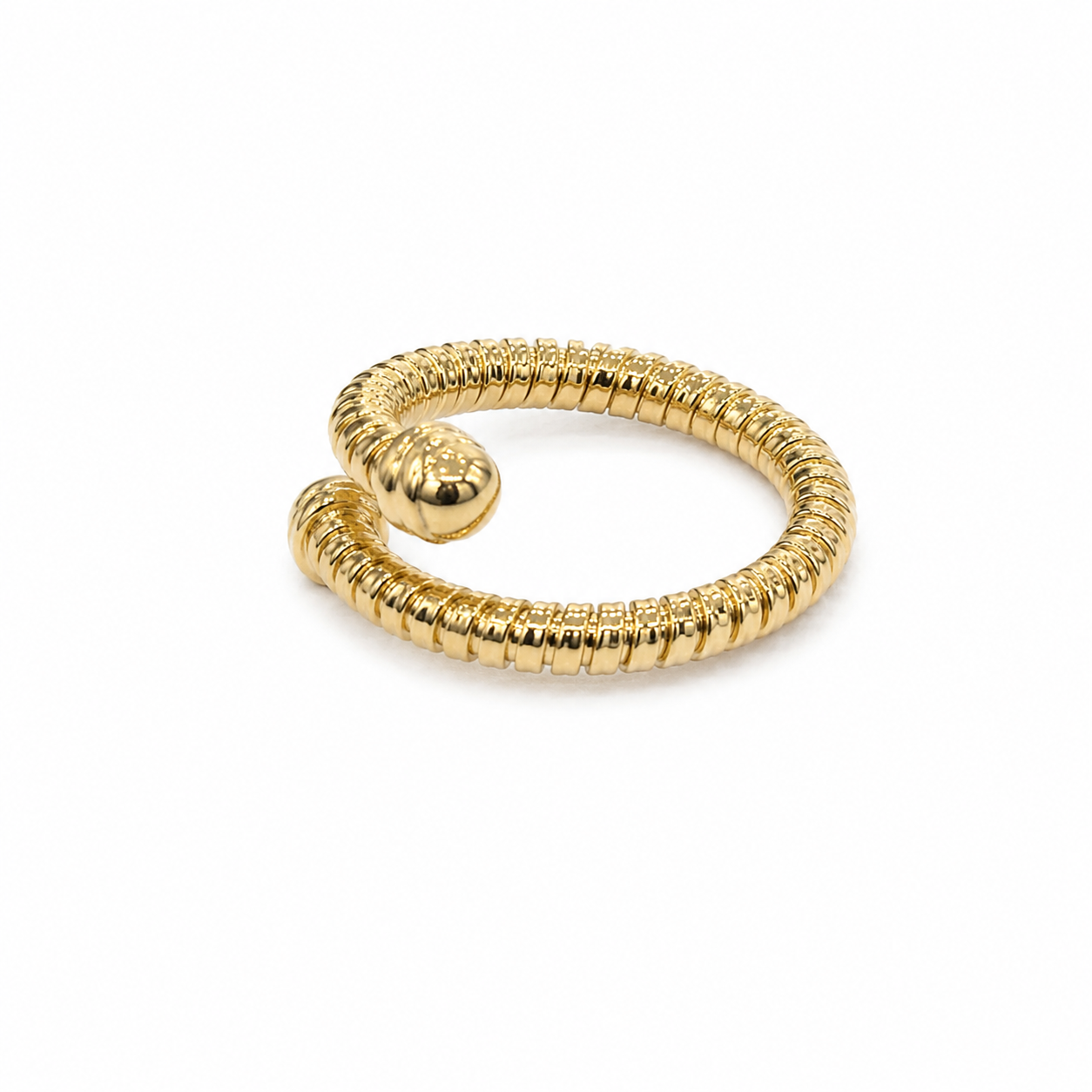 14KT Ribbed Open Back Yellow Gold Ring [A3B4]
