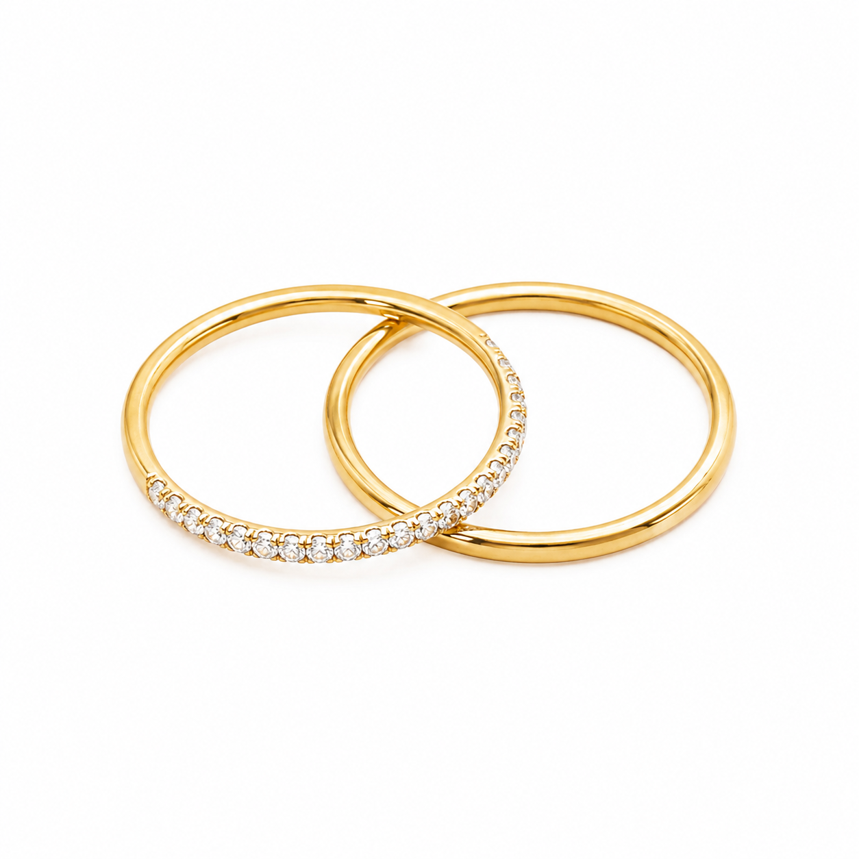 14KT Single Row Cubic Zirconium Yellow Gold Ring [A1B6]
