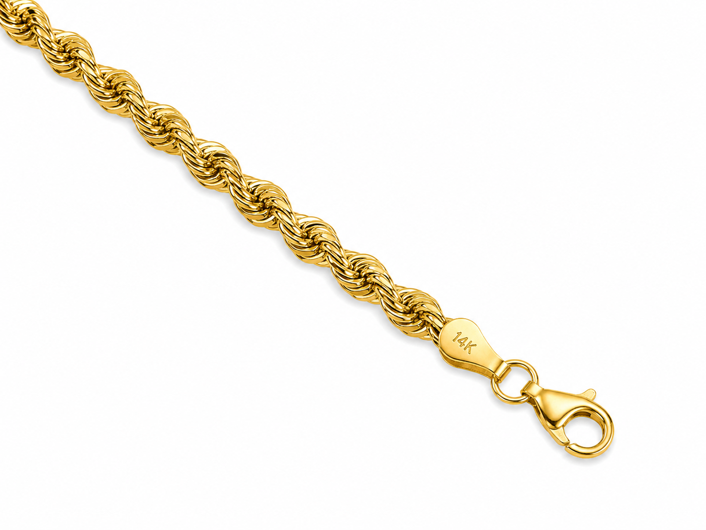 14KT Hollow Yellow Gold 6 MM Rope Chain