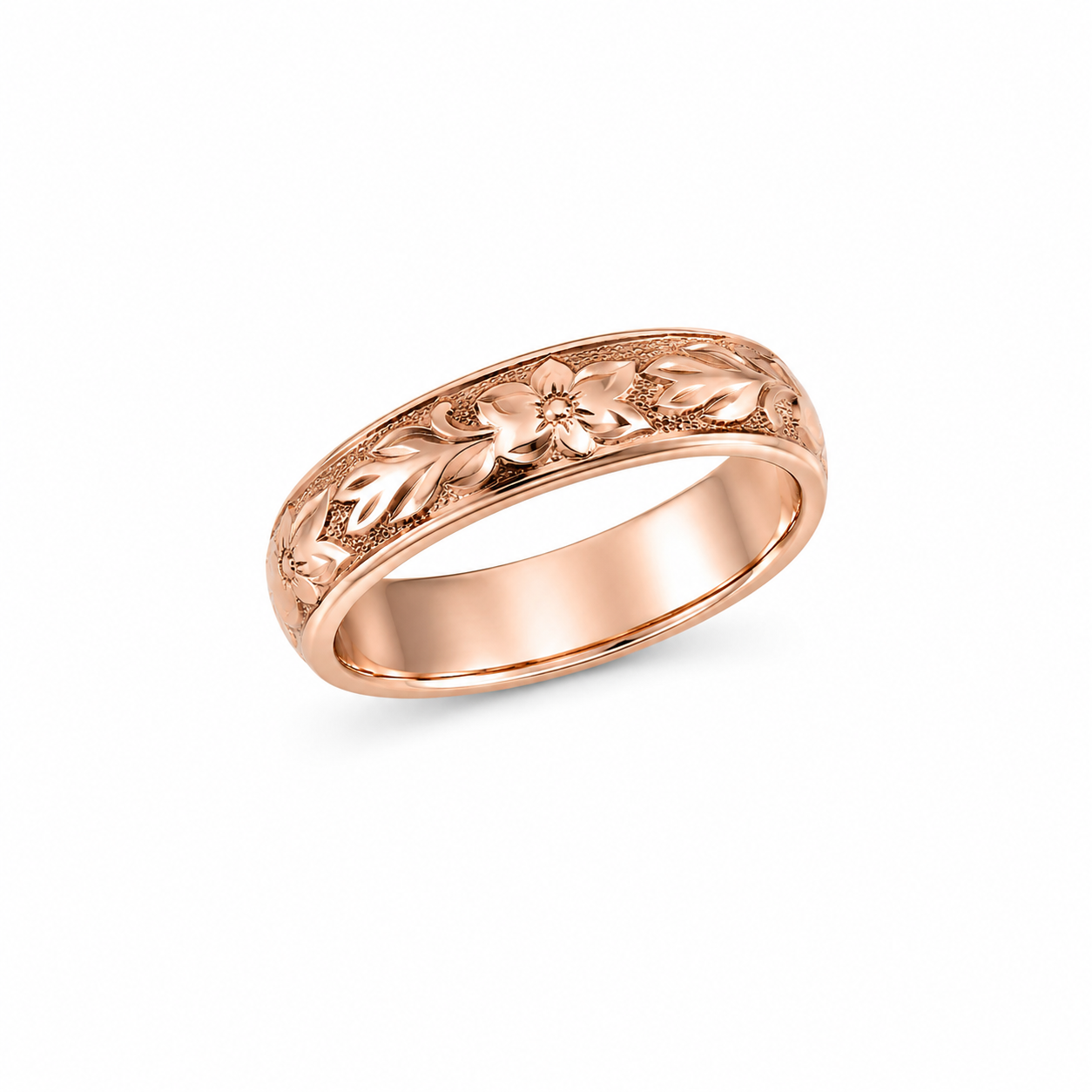 14KT Leaf Imprint Rose Gold Ring [A3B9]