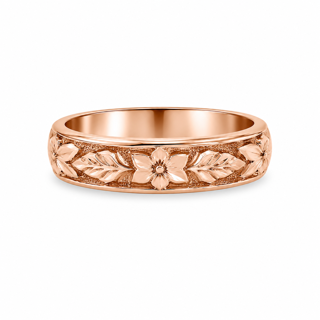 14KT Leaf Imprint Rose Gold Ring [A3B9]