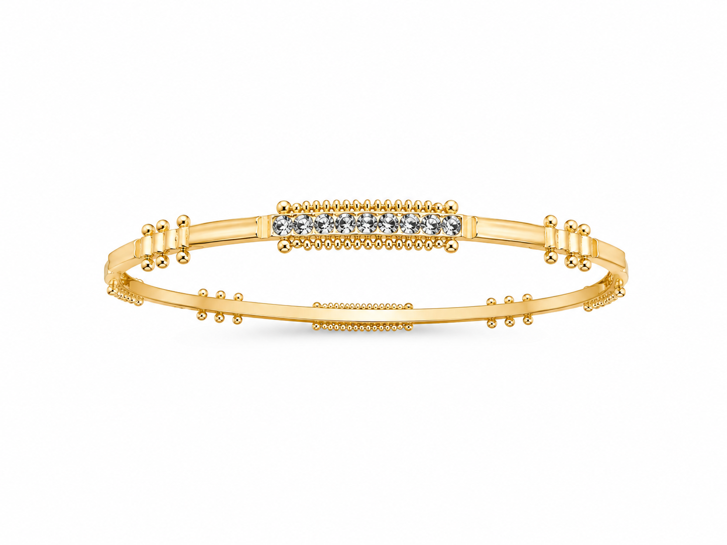 21KT Solid Two-Tone Gold 5 MM Beaded Abstract Bangle Bracelet