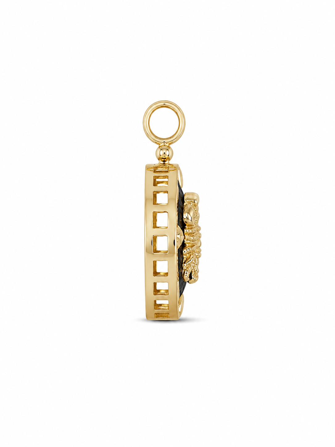 14KT Yellow Gold Scorpion Oval CZ & Onyx Pendant [A6B2]