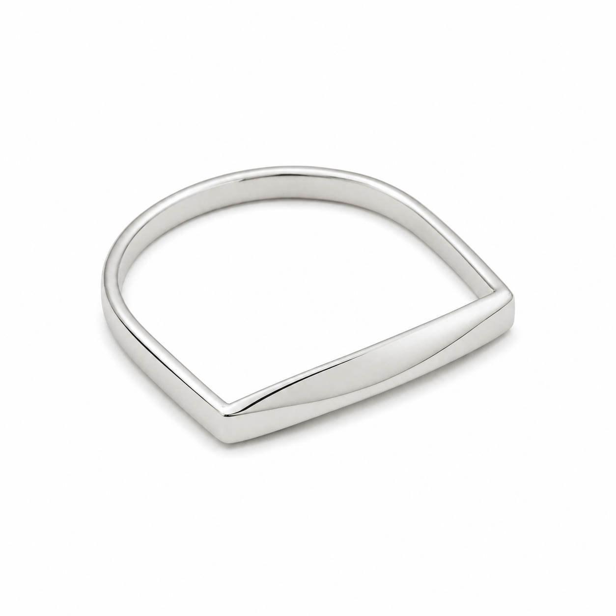 14KT White Gold Flat Top Plain Band [A1B2]