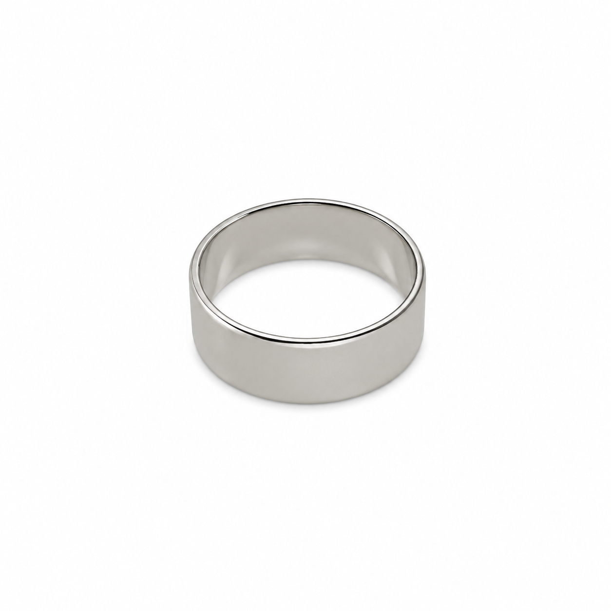 14KT White Gold Thick Round Plain Band [A6B8]