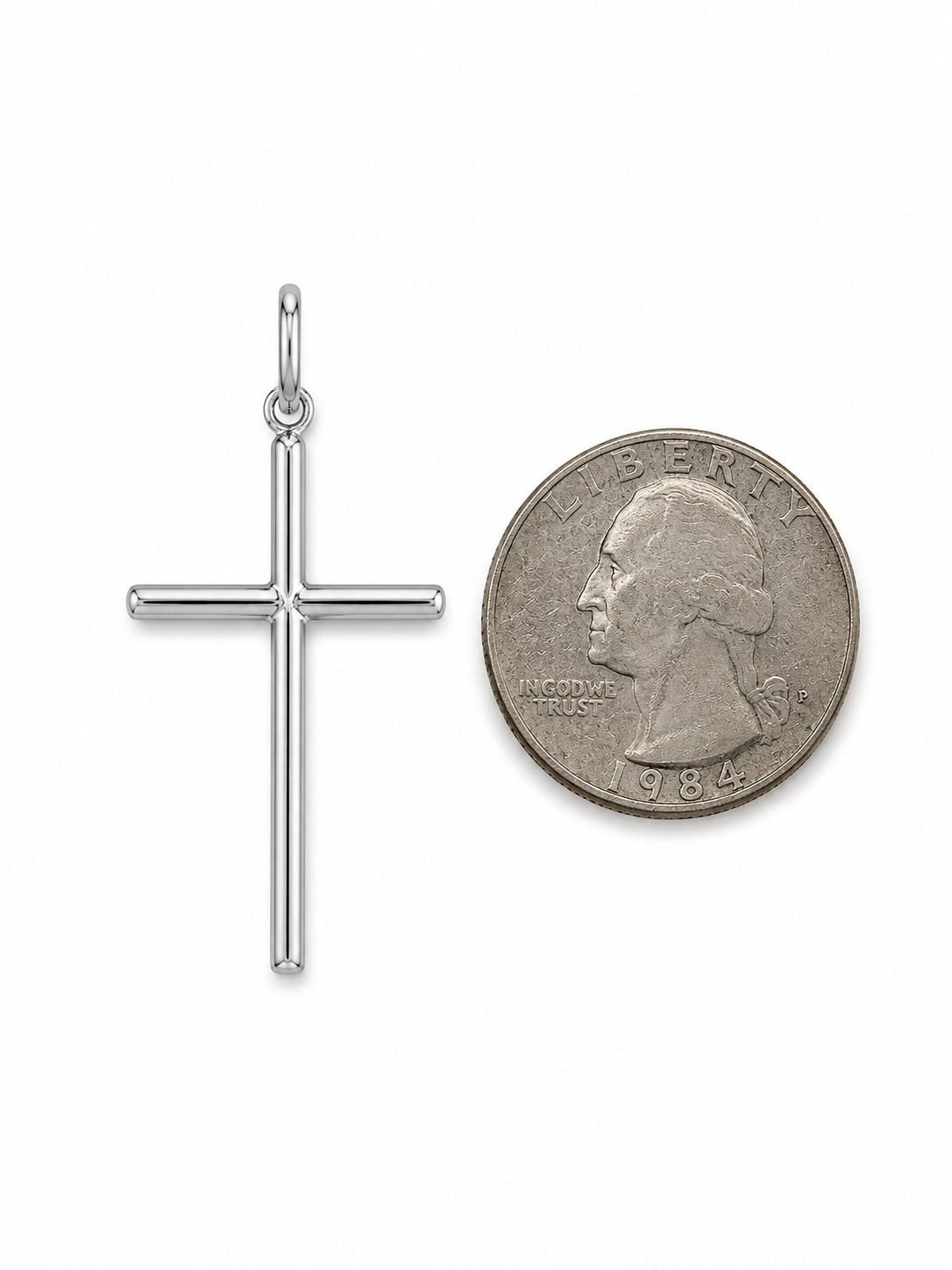 18KT Cross White Gold Pendant [A1B8]
