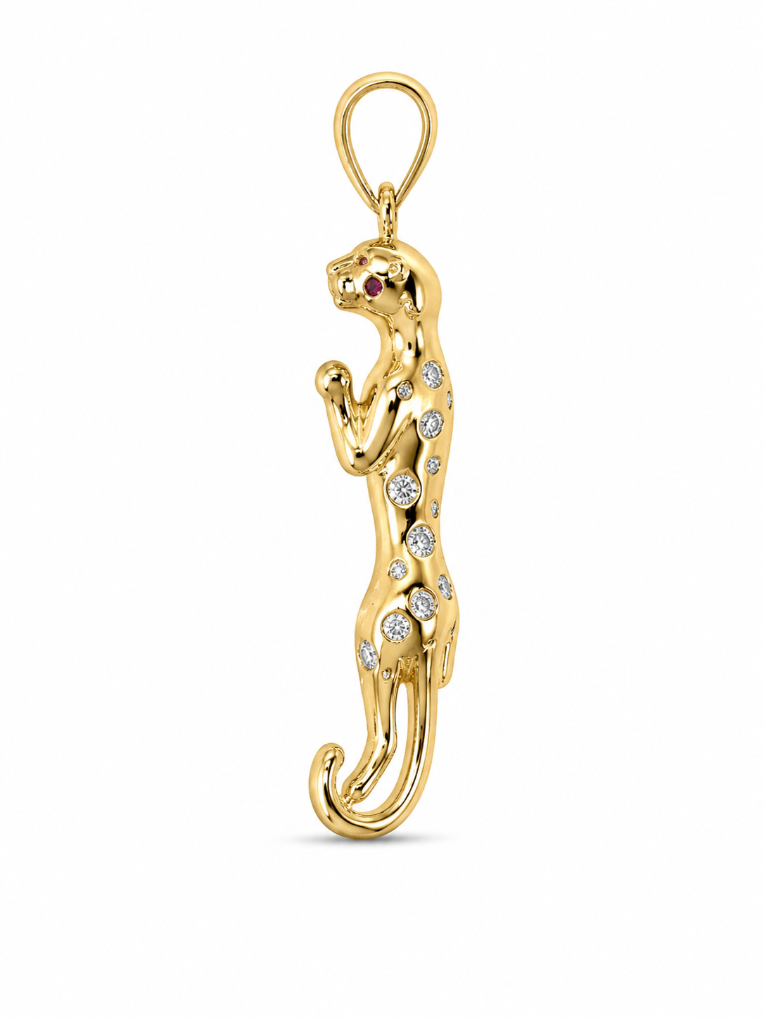 14KT Yellow Gold Panther CZ Pendant [A8B4]