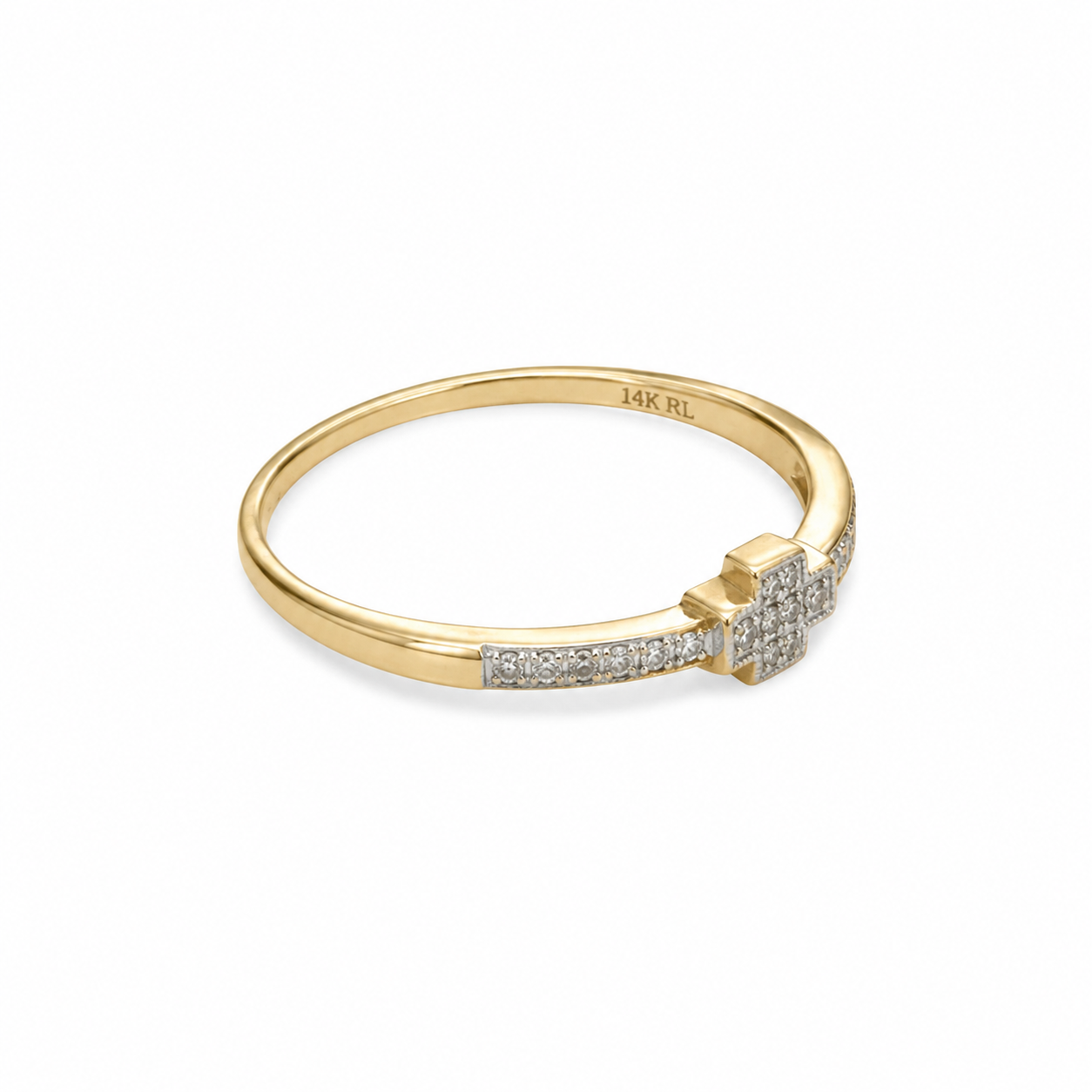 14KT Yellow Gold Small Thick Cross Ring [A1B2]