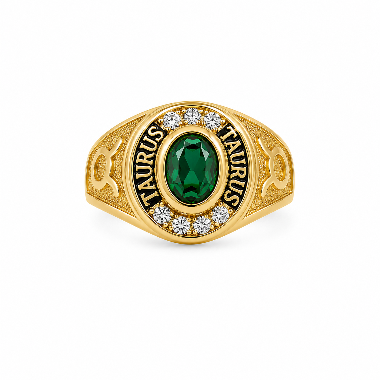 14KT Taurus Cubic Zirconium Yellow Gold Ring [A4B4]