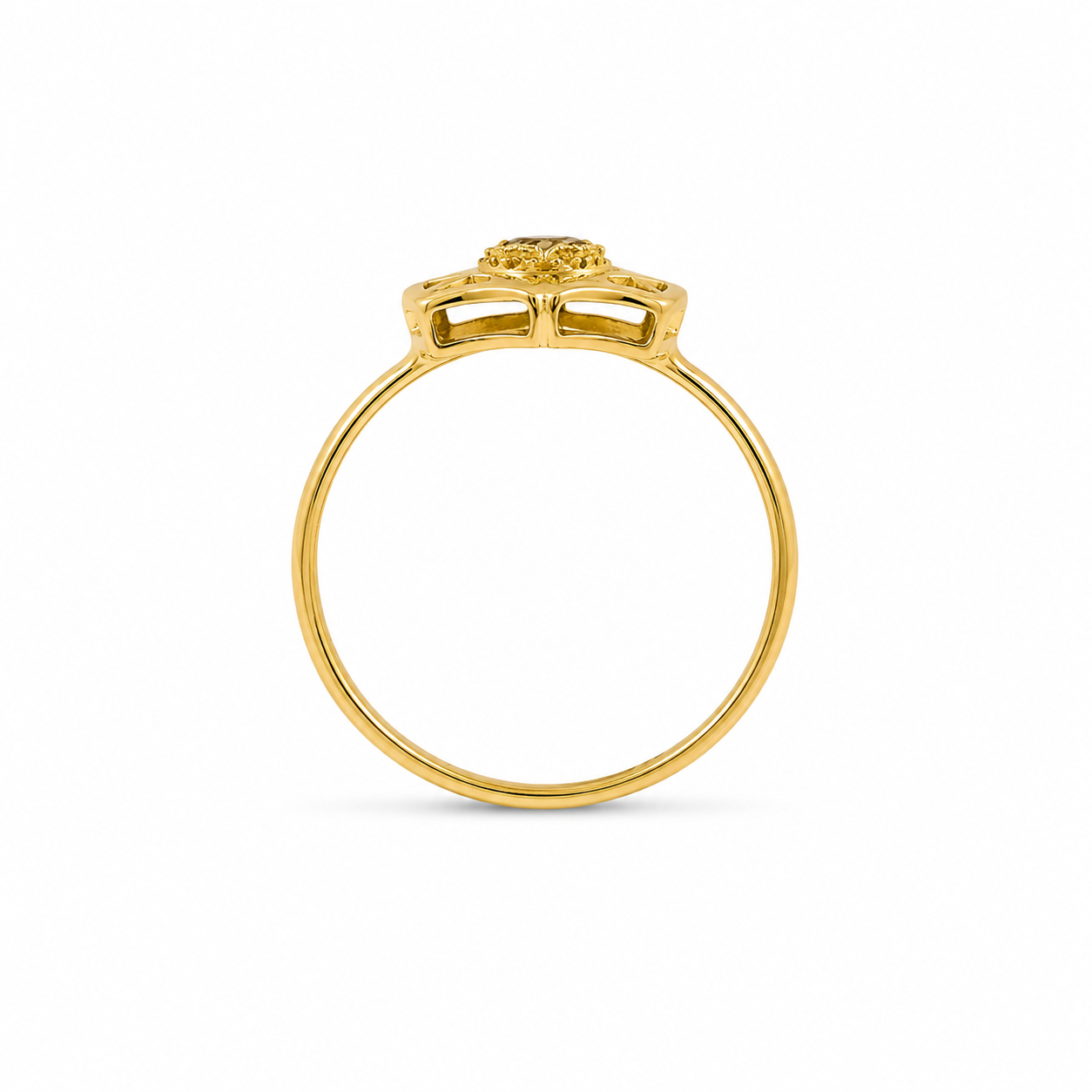 22KT Shield Cubic Zirconium Yellow Gold Ring [A3B0]