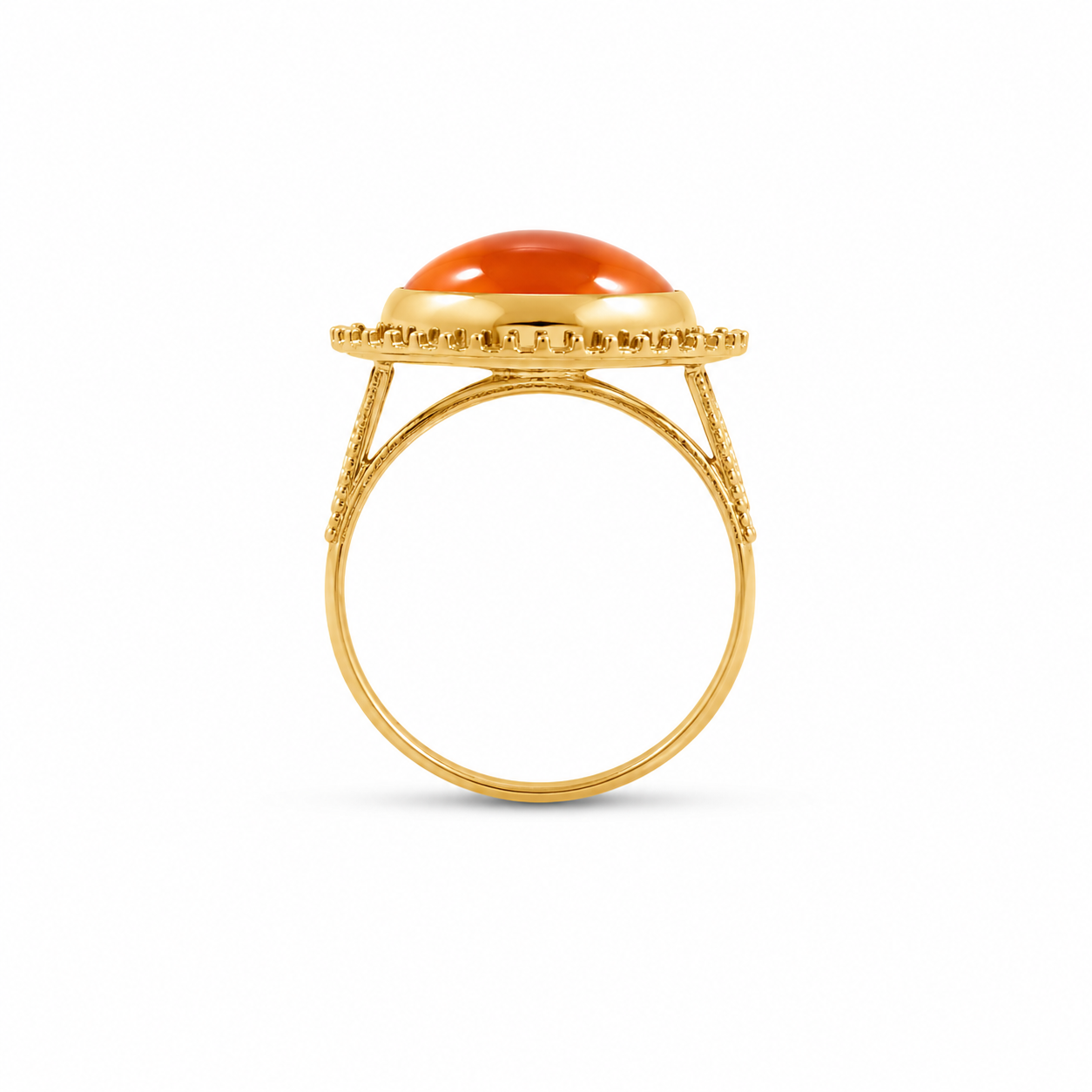 22KT Oval Amber Yellow Gold Ring [A5B7]