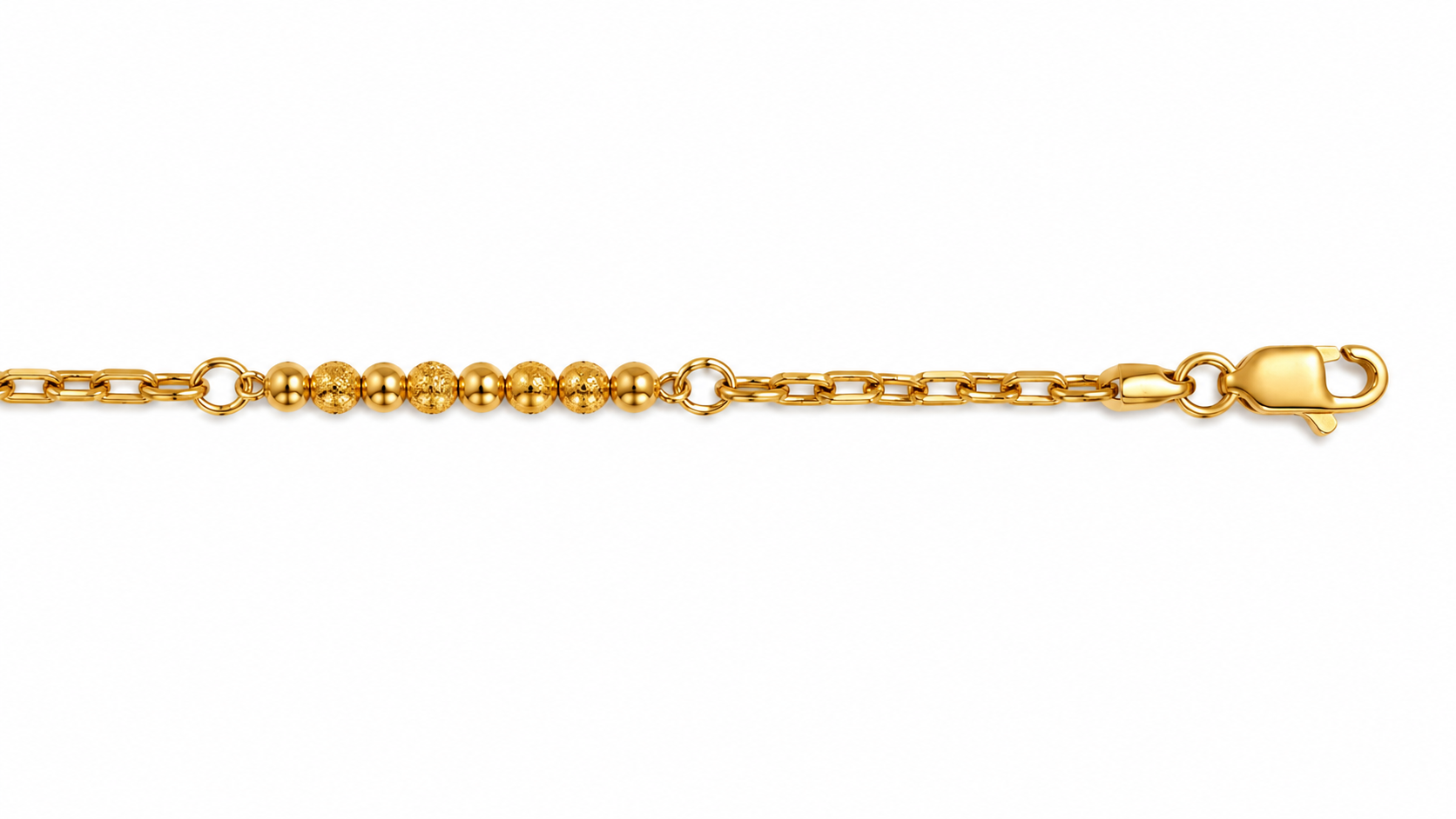 22KT Solid Yellow Gold Bead/Cable Link Chain