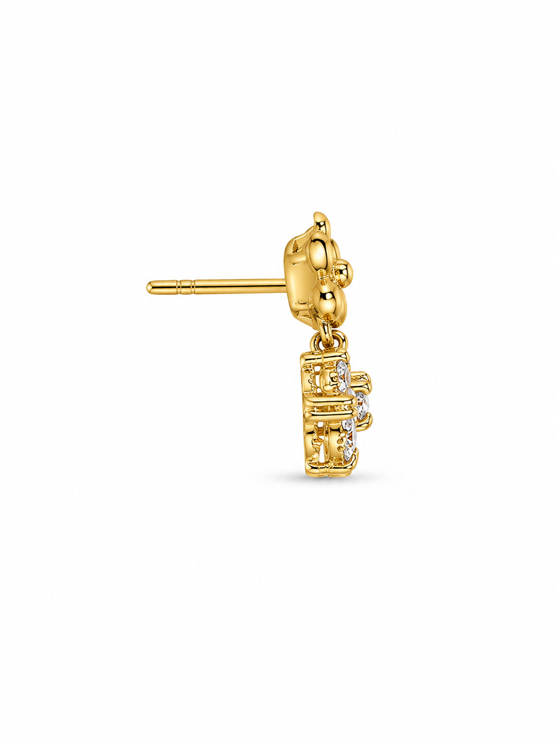 22KT Flower Stud Cubic Zirconium Yellow Gold Earrings [A3B0]