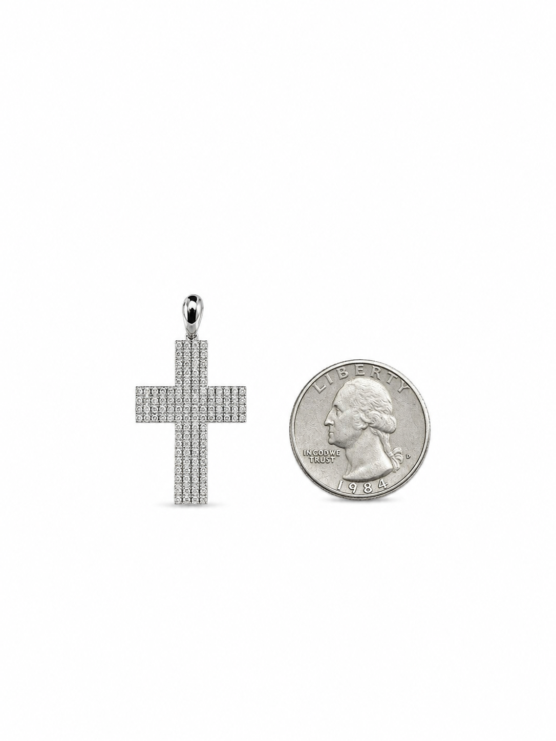 18KT White Gold Cross Cubic Zirconium Pendant [A3B5]