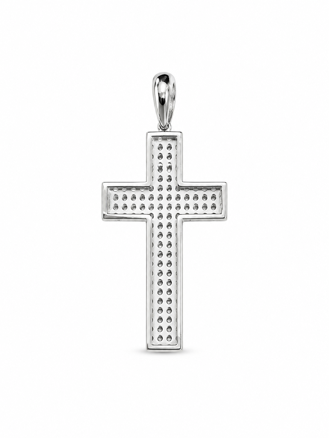 18KT White Gold Cross Cubic Zirconium Pendant [A3B5]